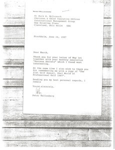 Letter from Peter Wallenberg to Mark H. McCormack
