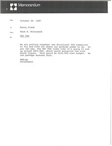 Memorandum from Mark H. McCormack to Barry Frank