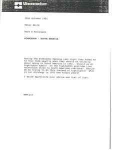 Memorandum from Mark H. McCormack to Peter Smith