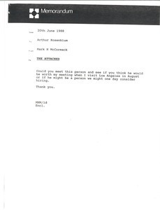 Memorandum from Mark H. McCormack to Arthur Rosenblum