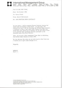 Fax from Mark H. McCormack to Barry Frank