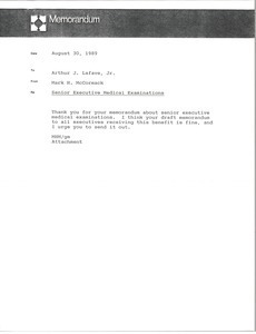 Memorandum from Mark H. McCormack to Arthur J. Lafave