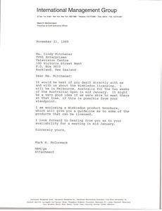 Letter from Mark H. McCormack to Cindy Mitchener