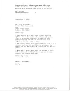 Letter from Mark H. McCormack to Gary Fernandes