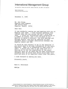 Letter from Mark H. McCormack to Don Young