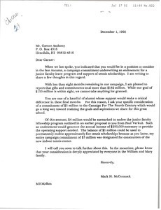 Letter from Mark H. McCormack to Garner Anthony