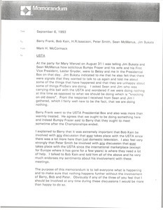 Memorandum from Mark H. McCormack to Barry Frank, Bob Kain, H. R. Isaacson, Peter Smith, Sean McManus and Jim Bukata