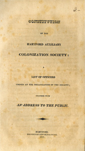 Constitution of the Hartford Auxiliary Colonization Society