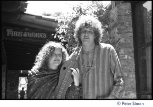 Usha (Cathy Brown) with dulcimer and Peter Simon: half-length portrait at The Fireworks