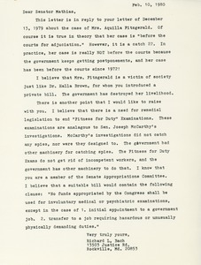 Letter from Richard L. Bach to Charles Mathias