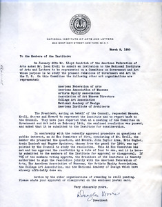 Circular letter from National Institute of Arts and Letters to W. E. B. Du Bois