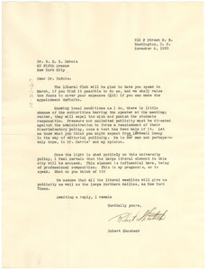 Letter from George Washington University Liberal Club to W. E. B. Du Bois