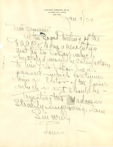 Letter from Louis T. Wright to W. E. B. Du Bois