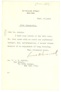 Letter from Paul D. Cravath to W. E. B. Du Bois