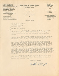 Letter from Arthur D. Wright to W. E. B. Du Bois