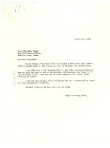 Letter from W. E. B. Du Bois to Glovina Virginia Perry Banks