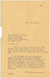 Letter from W. E. B. Du Bois to Stanley F. White