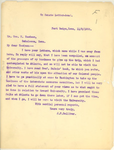 Letter from J. P. Dolliver to Geo. H. Woodson