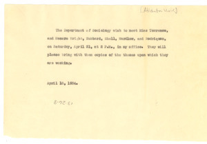 Circular from W. E. B. Du Bois to unidentified correspondent