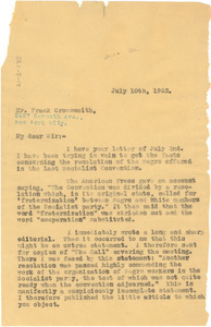 Letter from W. E. B. Du Bois to Frank Crosswaith