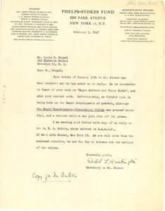 Letter from Phelps-Stokes Fund to Louis N. Feipel