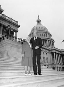 Congressman John W. Olver (left) standing on the steps of the United States Capitol building