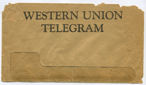 Telegram from W. E. B. Du Bois to Dr. Thomas Bell