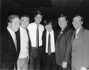 Mayor Raymond L. Flynn and Senate candidate John Kerry with four unidentified men