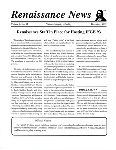 Renaissance News, Vol. 6 No. 12 (December 1992)