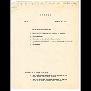Agenda for Area 1 meeting held November 25, 1963