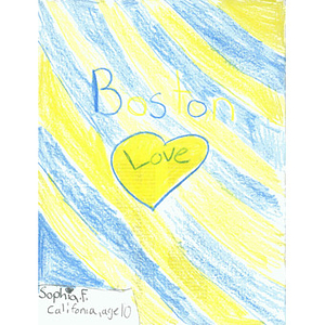 "Boston Love" card from a California student