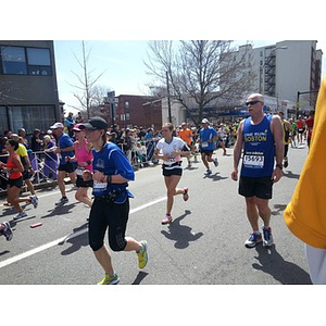 2014 Boston Marathon runners in Coolidge Corner (Brookline, MA)