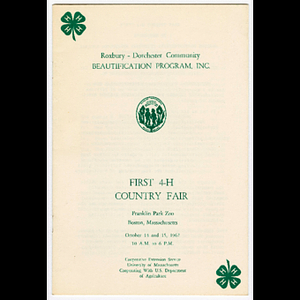 Program for First 4-H Country Fair sponsored by Roxbury-Dorchester ...