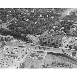 Cottage Farm (Boston University) Bridge, Commonwealth Avenue, Howard Johnson's building, Cadillac ?, Boston, MA