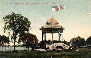 The pagoda and Lake Quannapowitt, Wakefield, Mass.