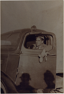 George W. Rose in military truck
