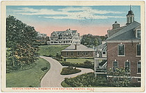 Newton Hospital. Bird's Eye View, East Side, Newton, Mass.