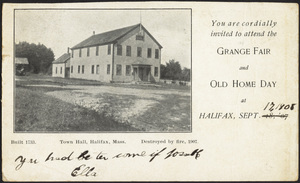 Invitation, 1908, Halifax, Massachusetts