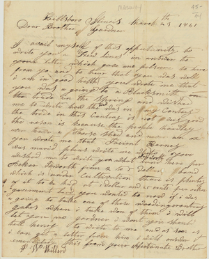 Letter from Philip W. Miller to the Miller Family, 1841 March 23