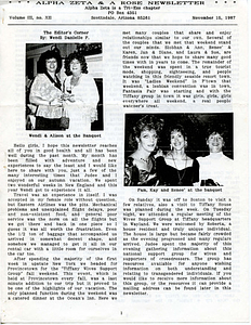 Alpha Zeta & A Rose Newsletter Vol. 3 No. 12 (November 15, 1987)