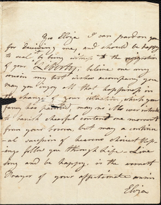 Letter from Elizabeth Oliver to Elizabeth (Oliver) Waterhouse