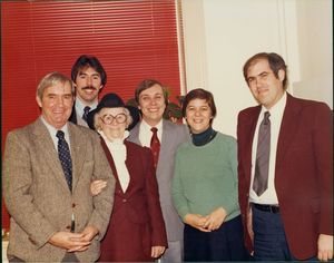 Group photograph of John Joseph Moakley's staff at his Taunton, Massachusetts district office opening, January 1983