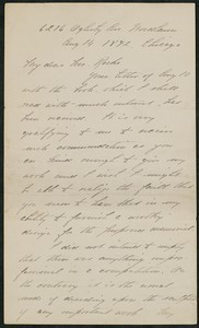Letter, August 14, 1892, Daniel Chester French to James Jeffrey Roche