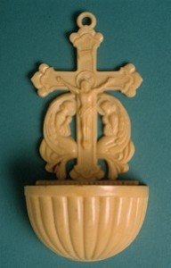 Crucifixion holy water font