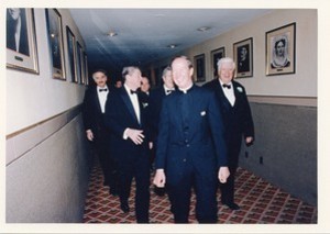 Monan, J. Donald at O'Neill Testimonial Dinner with Ronald Reagan and Tip O'Neill