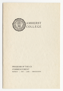 Amherst College Commencement program, 1931 June 22