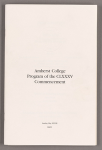 Amherst College Commencement program, 2006 May 28