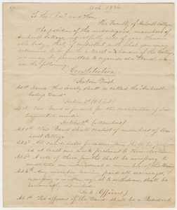 Student petition for a band and proposed constitution, 1836 March