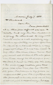 Alfred Ely letter to Edward Hitchcock, 1863 July 7
