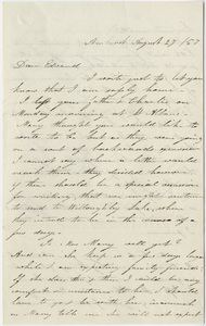 Orra White Hitchcock letter to Edward Hitchcock, Jr., 1857 August 27
